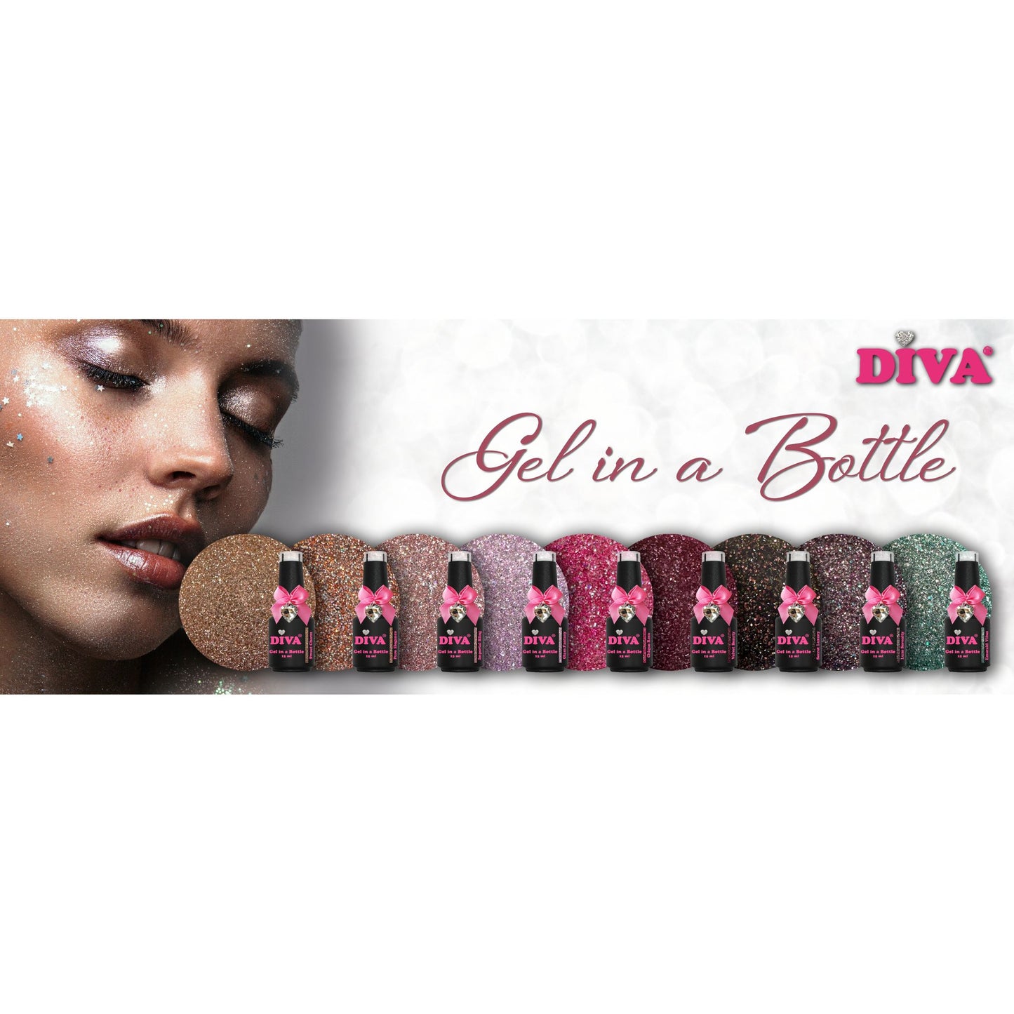 Diva Gel in a Bottle Sparkling Stars Collection - 9x 15ml met gratis Fineliner