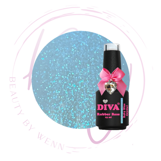 Diva Rubber Basecoat Baby Blue Crystal 15 ml