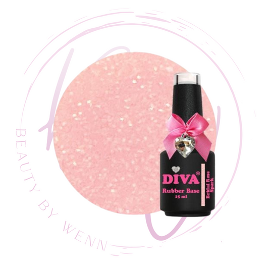 Diva Rubber Basecoat Bridel Rose Spark 15 ml Hema Free