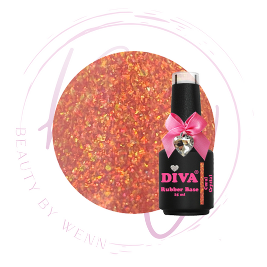 Diva Rubber Basecoat Coral Crystal 15 ml