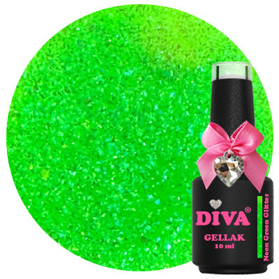 DIVA Gellak Neon Green Glitter 10 ml